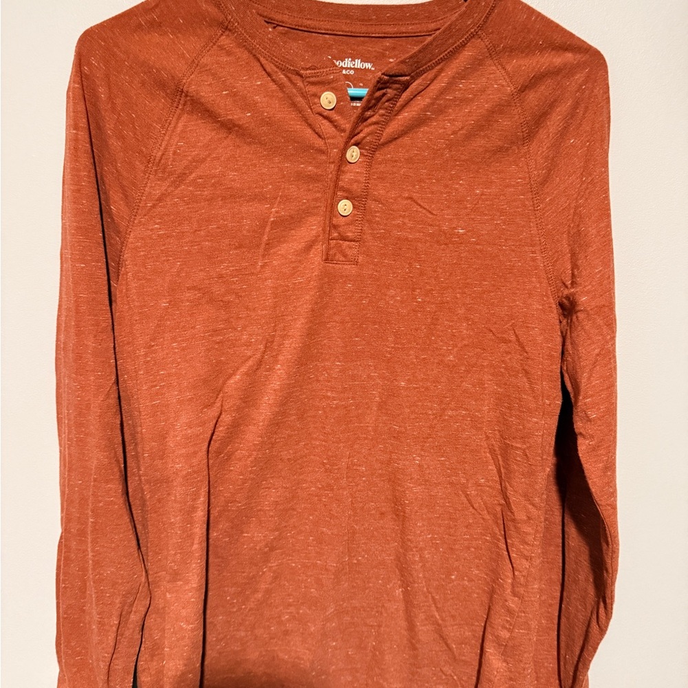 Goodfellow & Co Men's Burnt Orange Long Sleeve Henley